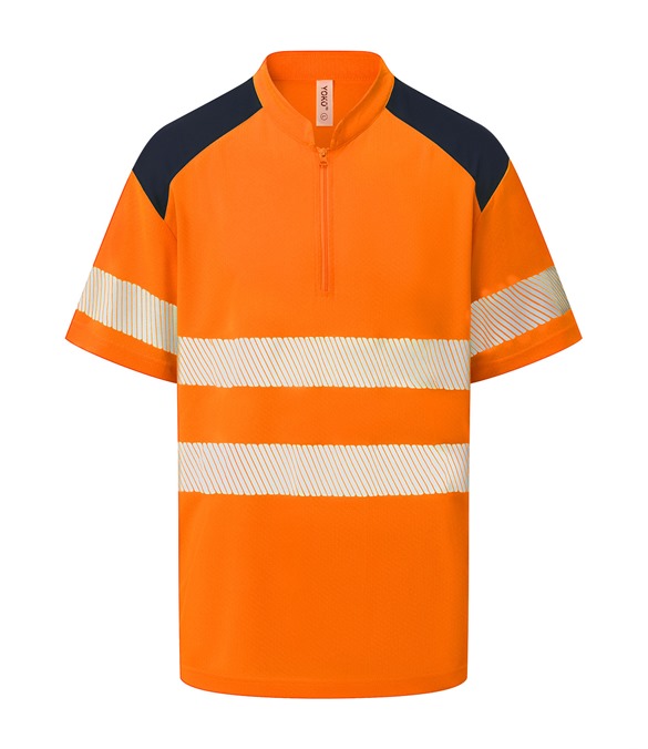 Hi-vis mandarin collar zip neck comfort trim polo (HVJ230)