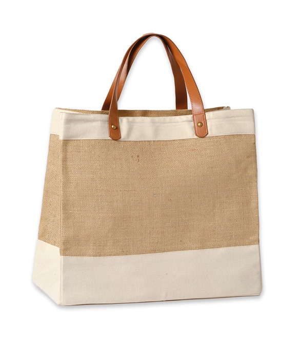 Adley jute with faux leather tote