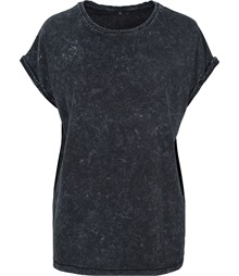 Women's acid washed extended shoulder tee