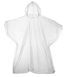 Kids emergency hooded plastic poncho